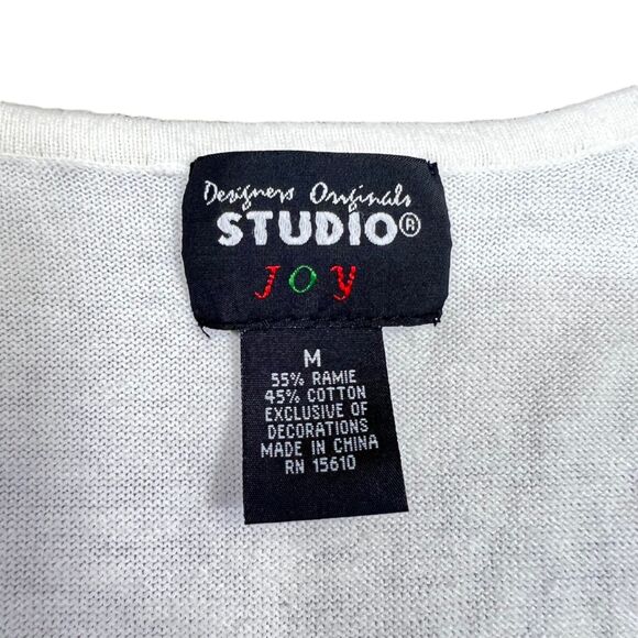 Studio Joy Womens Sweater Vest Beaded Full Zip Sleeveless Christmas Medium - Picture 10 of 11